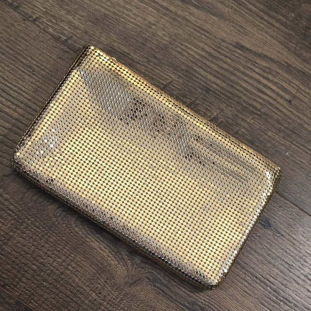 VINTAGE WHITING DAVIS‎ GOLD MESH HANDBAG CLUTCH PURSE